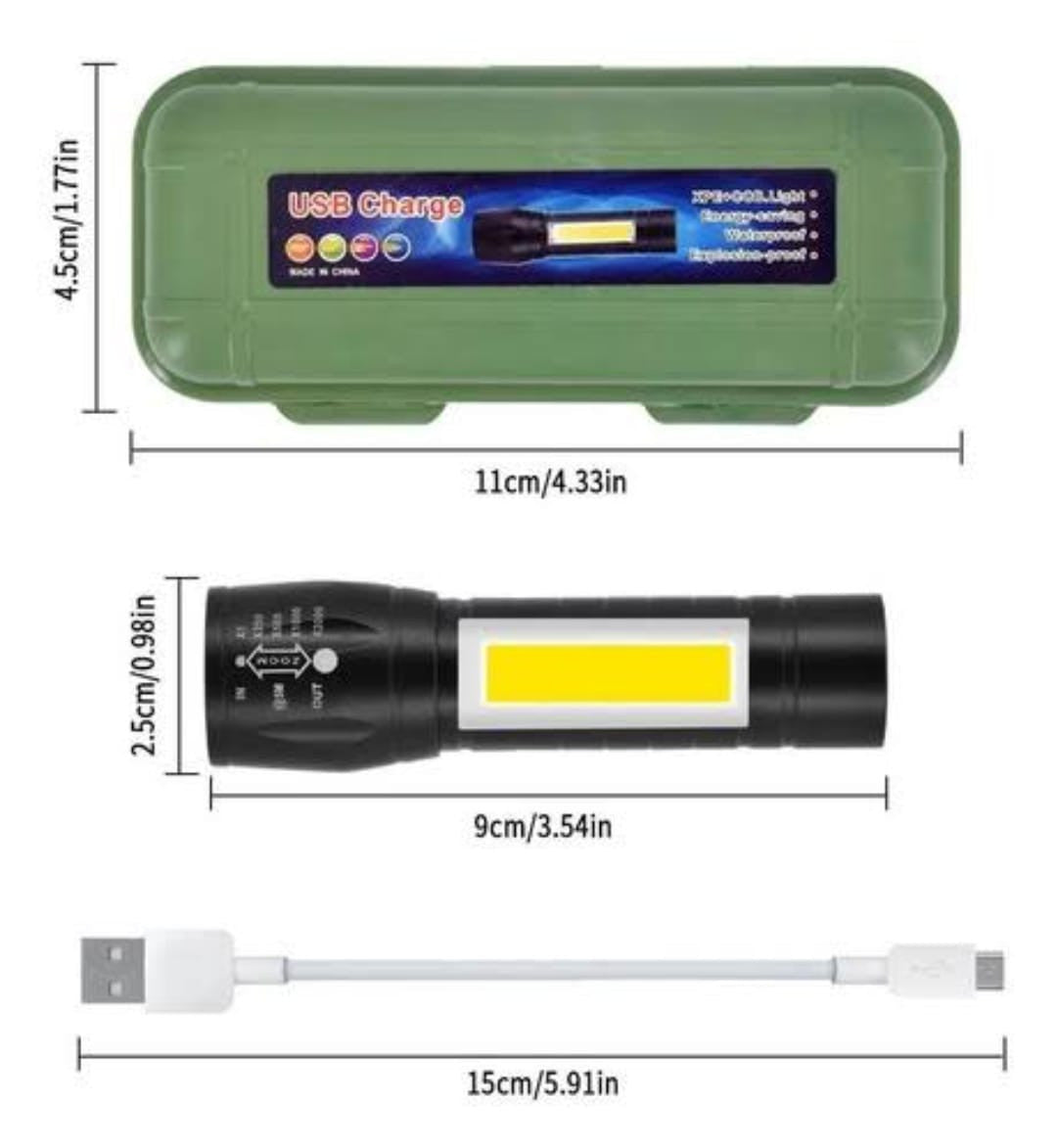 LAMPARA TACTICA RECARGABLE CON ZOOM